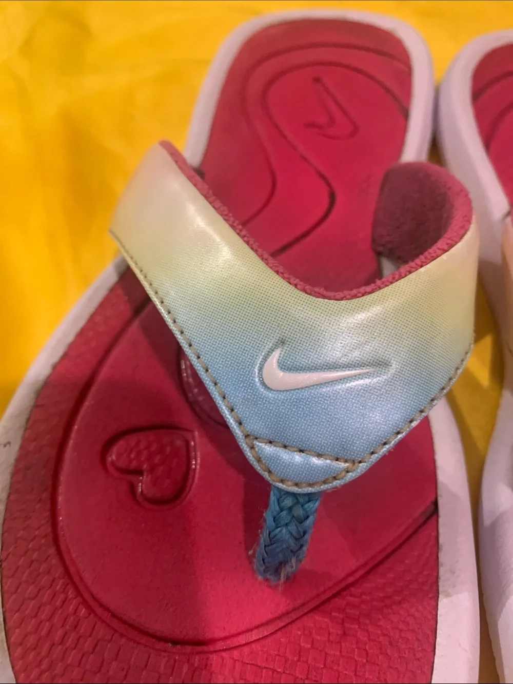 Nike Kids Iridescent Strap Pink Footbed Flip Flops
